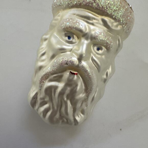 VINTAGE Czech Republic GOLD Santa Face Ornament Blown Glass Olde World - Picture 4 of 6